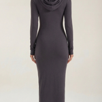 Marilyn Maxi Bodycon Dress with Elegant Hood