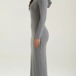 Marilyn Maxi Bodycon Dress with Elegant Hood