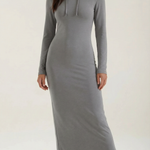 Marilyn Maxi Bodycon Dress with Elegant Hood