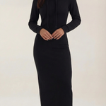 Marilyn Maxi Bodycon Dress with Elegant Hood