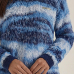 Long knit sweater with printed design