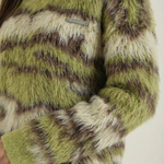 Long knit sweater with printed design