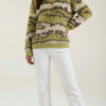 Long knit sweater with printed design