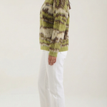 Long knit sweater with printed design