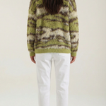 Long knit sweater with printed design