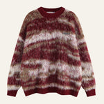 Long knit sweater with printed design