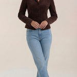 Natasha velvet jacket with button closure