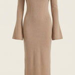 Quinlan fitted maxi dress with off-the-shoulder sleeves