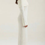 Quinlan fitted maxi dress with off-the-shoulder sleeves