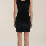Rachelle Short Velvet Dress with Square Neckline