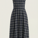 Plaid Summer Midi Dress with Round Neckline