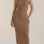 Sonia fitted midi dress with high neck