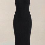 Sonia fitted midi dress with high neck