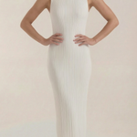 Sonia fitted midi dress with high neck