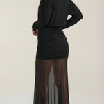 Sonya Long Mesh Ruffle Dress