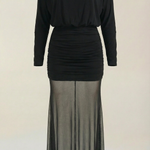 Sonya Long Mesh Ruffle Dress