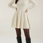 Tiffany Mini Dress with Long Sleeves and Pleats