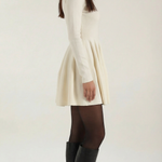 Tiffany Mini Dress with Long Sleeves and Pleats