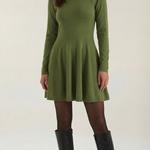 Tiffany Mini Dress with Long Sleeves and Pleats