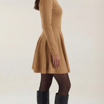 Tiffany Mini Dress with Long Sleeves and Pleats