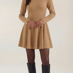 Tiffany Mini Dress with Long Sleeves and Pleats