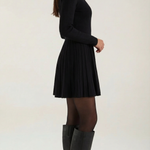 Tiffany Mini Dress with Long Sleeves and Pleats