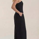 Eliza Strapless Jumpsuit with Wide Leg