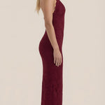 Roxanne halter neckline lace maxi dress