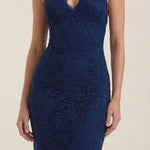 Roxanne halter neckline lace maxi dress