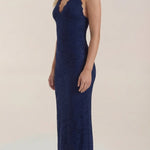 Roxanne halter neckline lace maxi dress