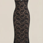 Roxanne halter neckline lace maxi dress