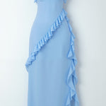 SOLANDRA | PROM DRESS WITH RUFFLE AND SLIT MAXI