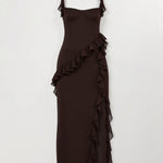 SOLANDRA | PROM DRESS WITH RUFFLE AND SLIT MAXI