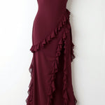 SOLANDRA | PROM DRESS WITH RUFFLE AND SLIT MAXI