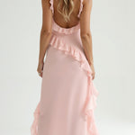 SOLANDRA | PROM DRESS WITH RUFFLE AND SLIT MAXI