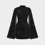 Ruby Turner | Glitter Cape Sleeve Mini Dress For Women