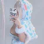 Winter Plush Cow Hood Shawl Cosplay
