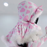 Winter Plush Cow Hood Shawl Cosplay