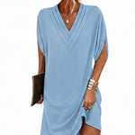 Ottilie™ | V-Neck Pleated Batwing Sleeve Dress For Women