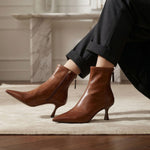 Valentina Leather Pointed-Heel Ankle Boot