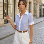 White High-Waisted Tailored Pleated Casual Shorts