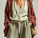 Tank Top+Harem Pants+and Knit Cardigan Casual Three-Piece Set