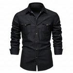 AdaptiveFit Cotton Denim Shirt: Tailored For Men