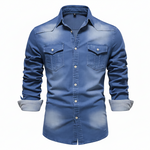 AdaptiveFit Cotton Denim Shirt: Tailored For Men