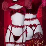 Burgundy Velvet Lace Sweetheart Lingerie