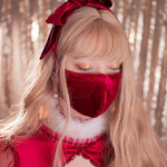 Burgundy Velvet Bow Face Mask