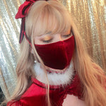 Burgundy Velvet Bow Face Mask