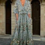 Hazel - Elegant V-Neck Boho Dress
