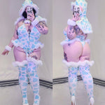 Winter Plush Cow Bodysuit Cosplay