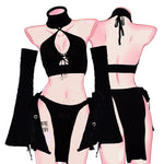 Black Winter Fox Lingerie Look
